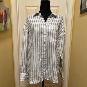 Faherty Blue and White Striped linen shirt NWOT